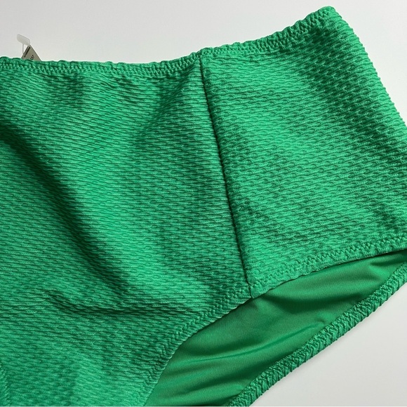 Aerie • NWT Green Jacquard Women's Swimwear High Waisted Bottom - Picture 4 of 5